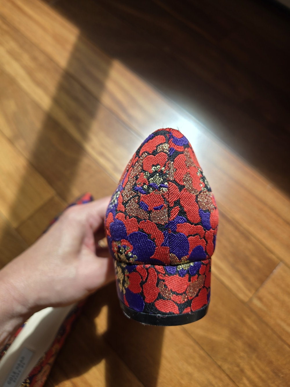 Cole Haan Red, Purple & Gold Floral Pointed Toe Flats - Picture 5 of 6